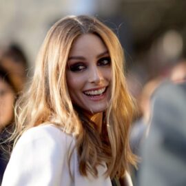 MILAN, ITALY - FEBRUARY 19: Olivia Palermo wears a white jacket and a black dress, outside Alberta Ferretti, during Milan Fashion Week Fall/Winter 2020-2021, on February 19, 2020 in Milan, Italy. (Photo by Edward Berthelot/Getty Images)